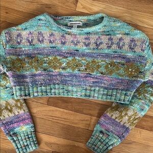 Urban Outfitters Pastel Patterned Cropped Sweater